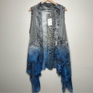 NEW‎ Adore Women Duster Cardigan XL Snake Animal Print Dip Dye Handkerchief Gray